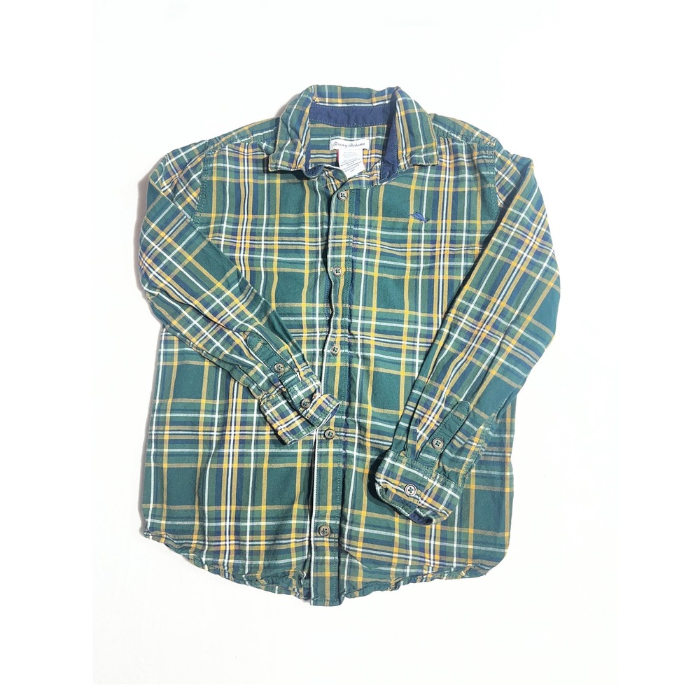 Tommy Bahama Kids Green Plaid Long Sleeve Button Down Shirt Size L 10/12